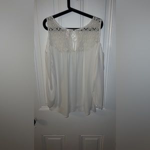 Off White/Cream Chiffon Lace Cold Shoulder Top Size XL (15/17)